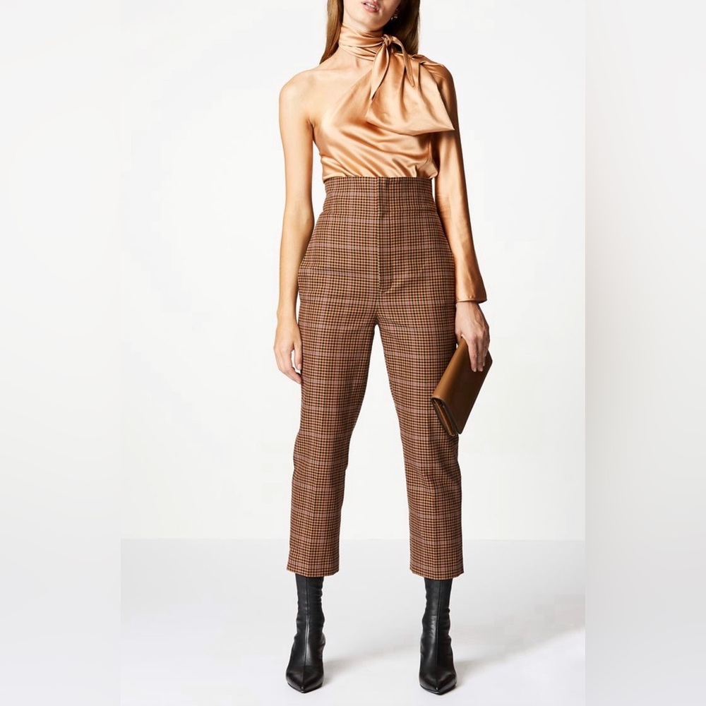 Scanlan Theodore Satin Draped Shoulder Top in Caramel